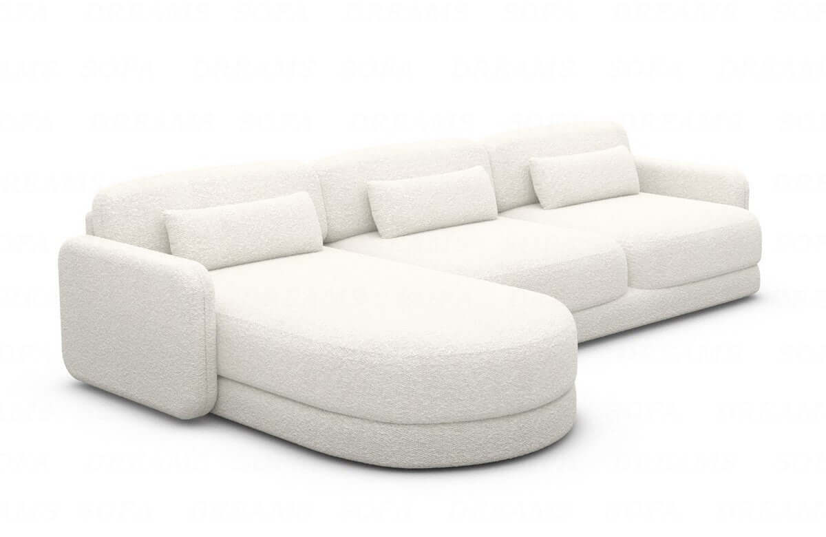 Ecksofa Valencia L-Form aus Stoff Kurz Weiß