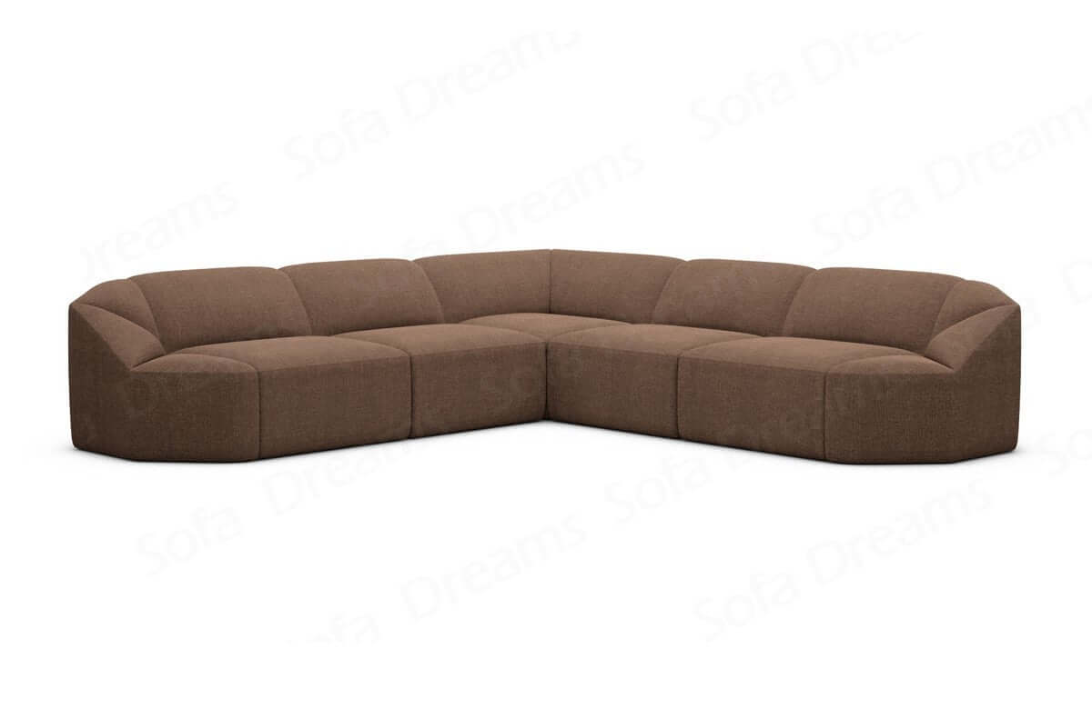 Samtstoff Ecksofa Cabrera L Form Braun