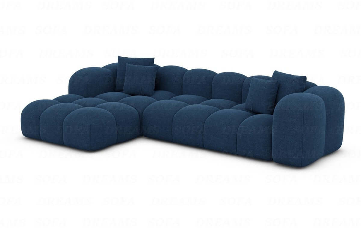 Ecksofa Formentera L-Form Kurz Stoff Blau