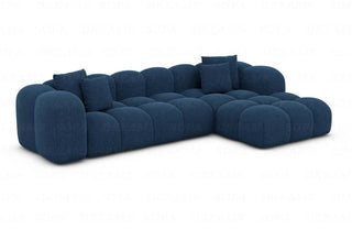 Ecksofa Formentera L-Form Kurz Stoff in Strukturstoff und der Farbe Blau - Ausrichtung rechts