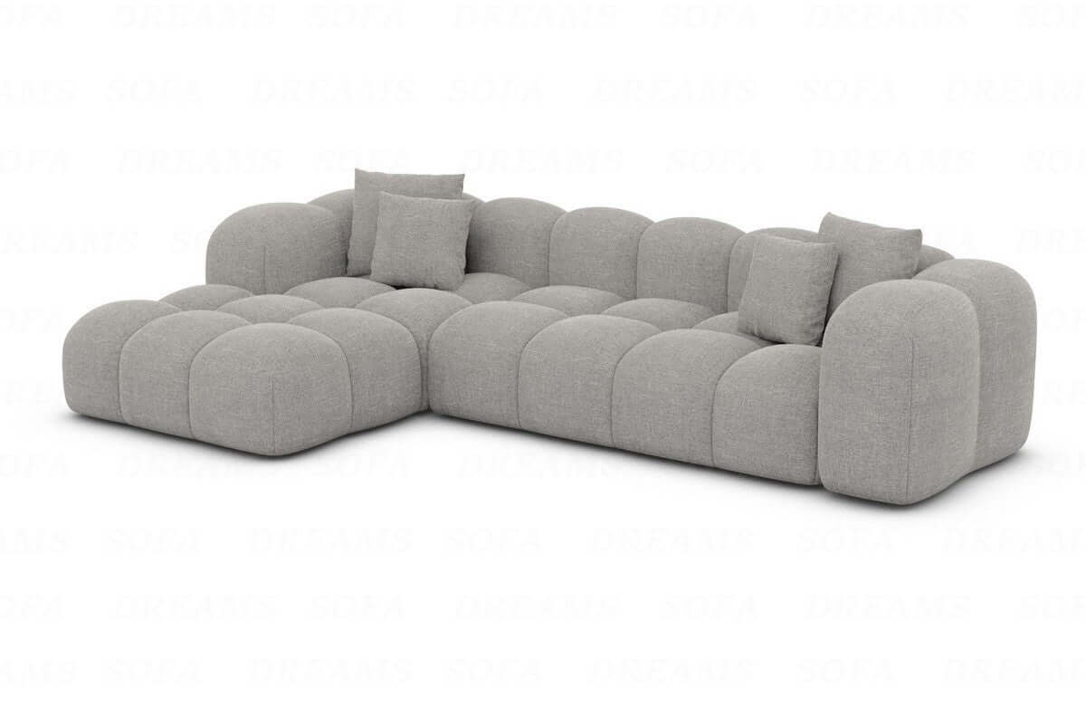 Ecksofa Formentera L-Form Kurz Stoff Hellgrau