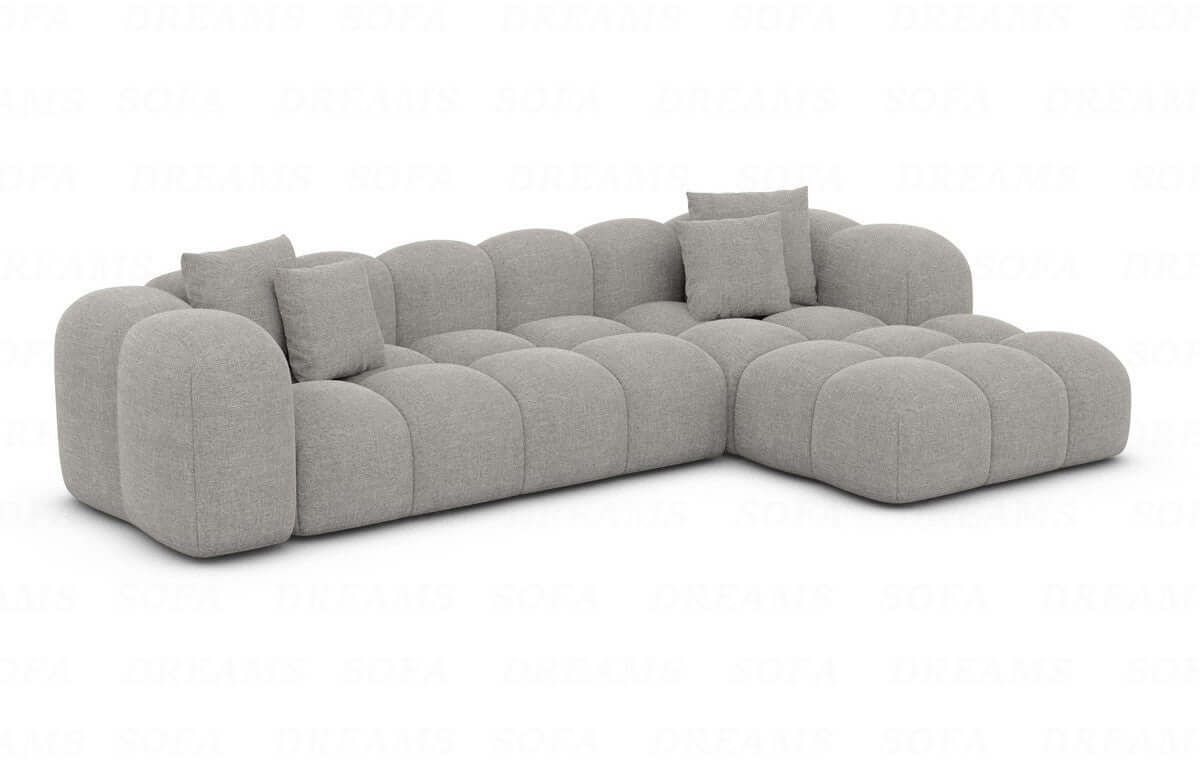 Ecksofa Formentera L-Form Kurz Stoff Hellgrau