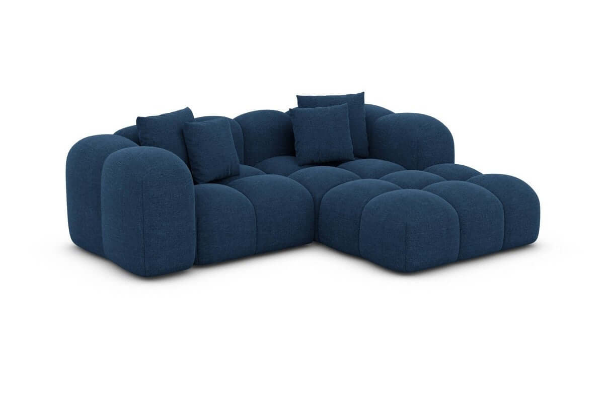 Mini Stoff Ecksofa Formentera L-Form Blau