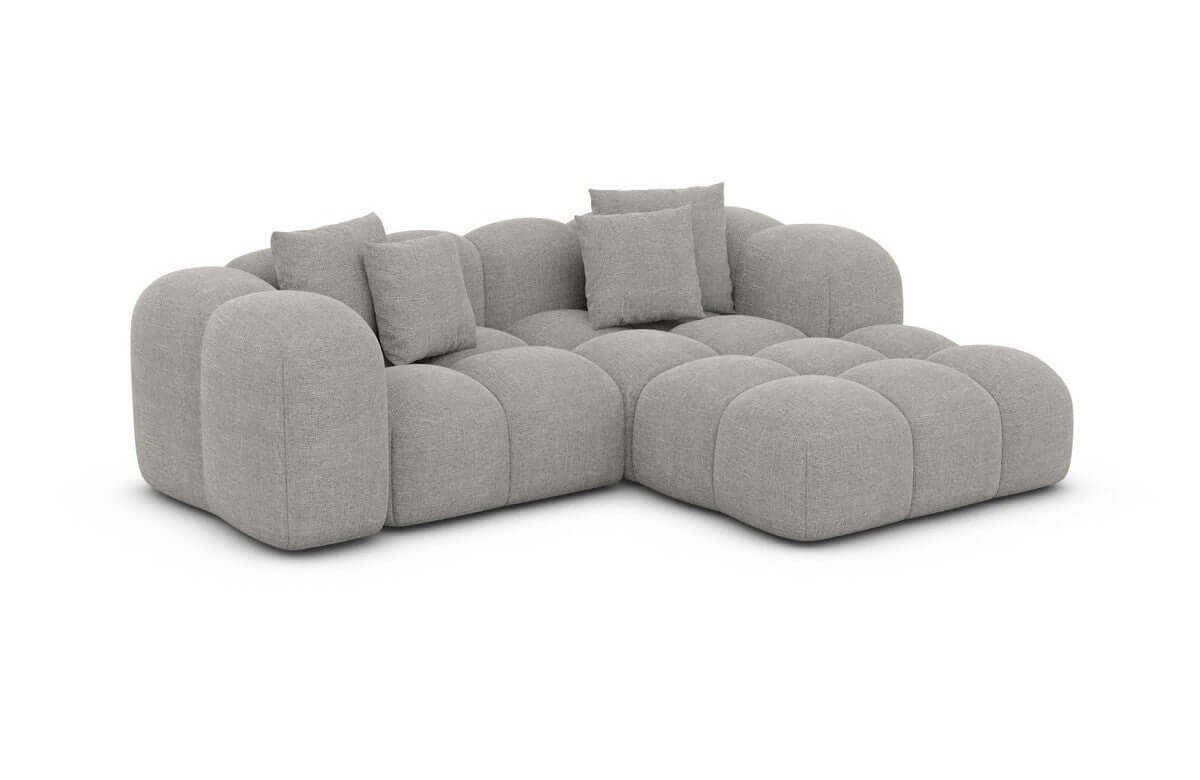 Mini Stoff Ecksofa Formentera L-Form Hellgrau