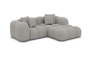 Ecksofa Formentera L-Form Mini in Strukturstoff und der Farbe Hellgrau - Ausrichtung rechts