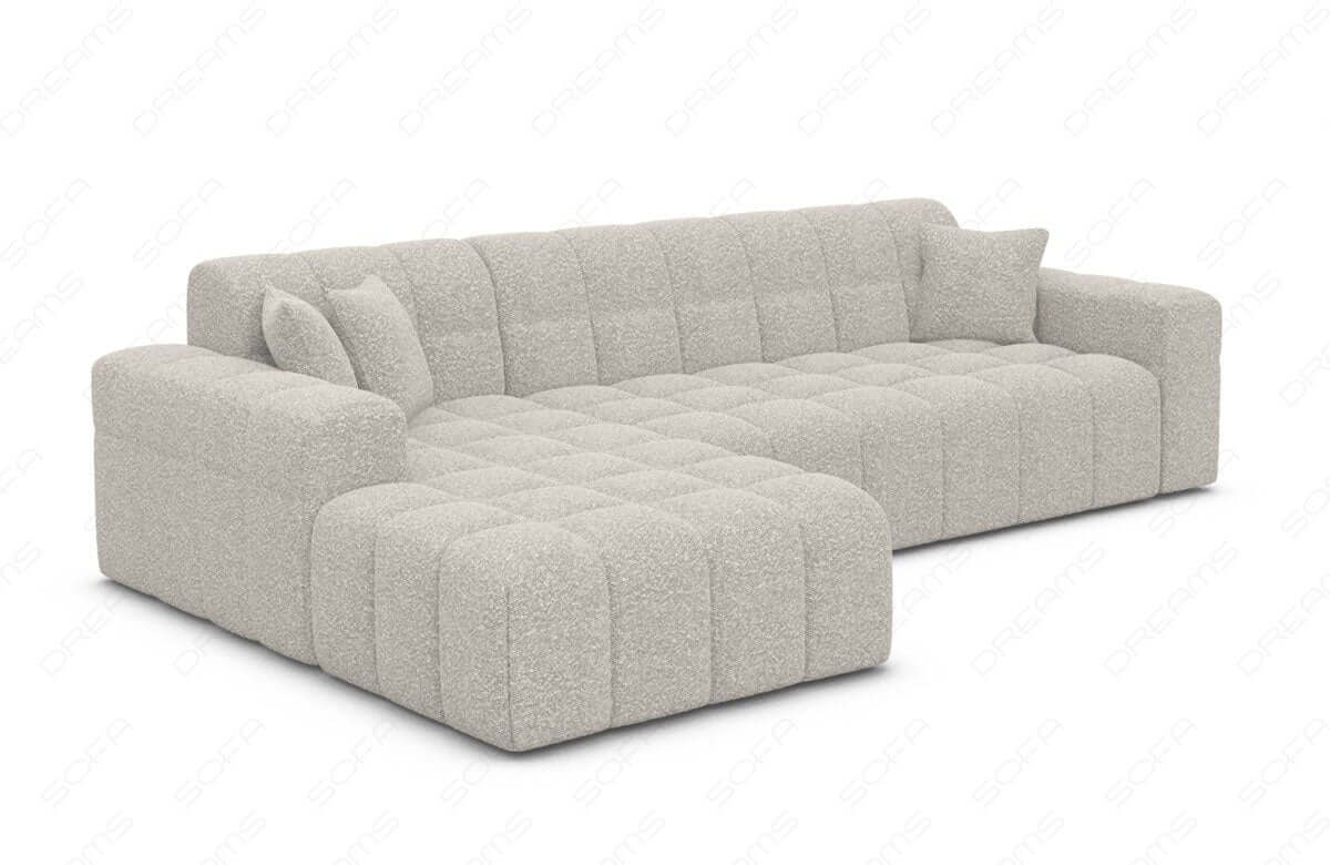 Couch Ibiza L-Form in Stoff Kurz Pearl