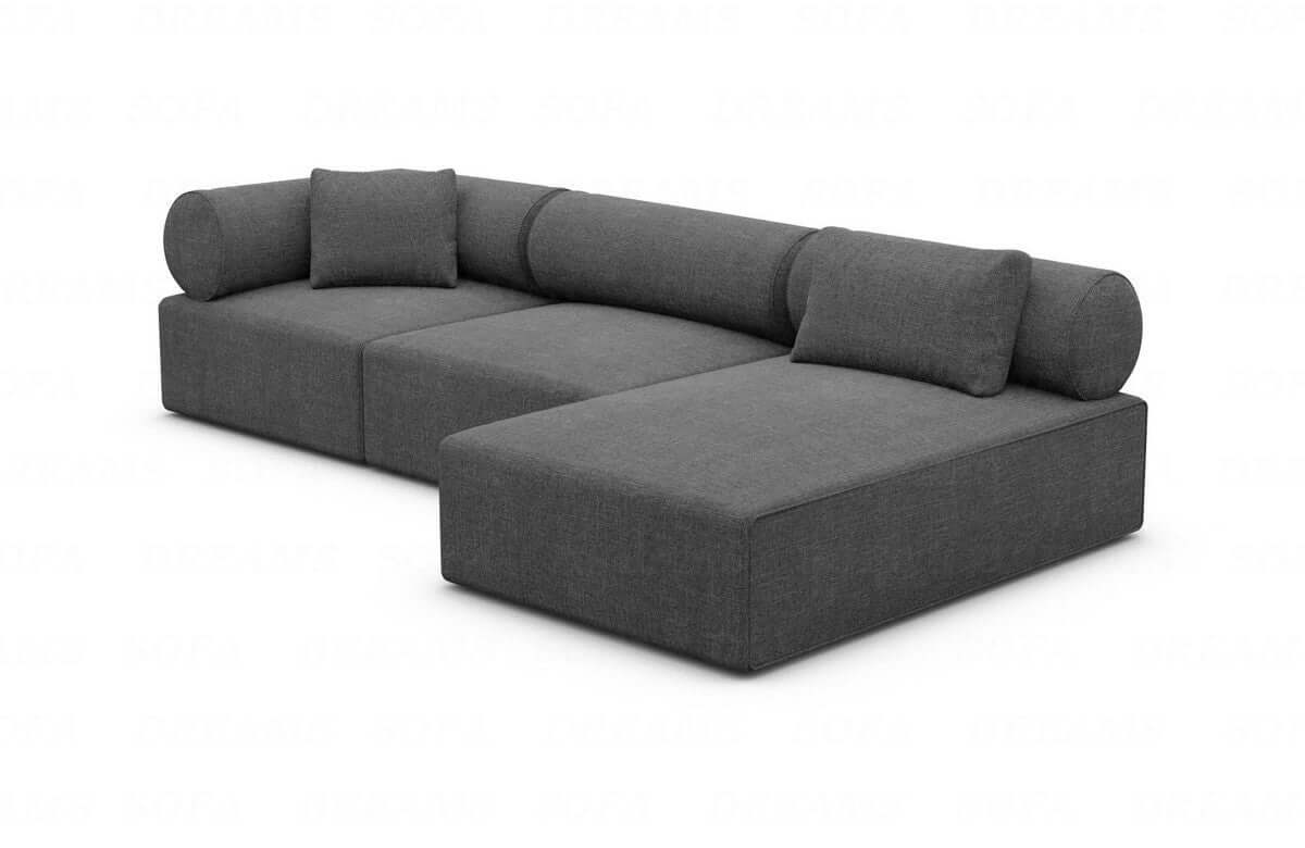 Couch Laguardia L Form in Samtstoff Anthrazit