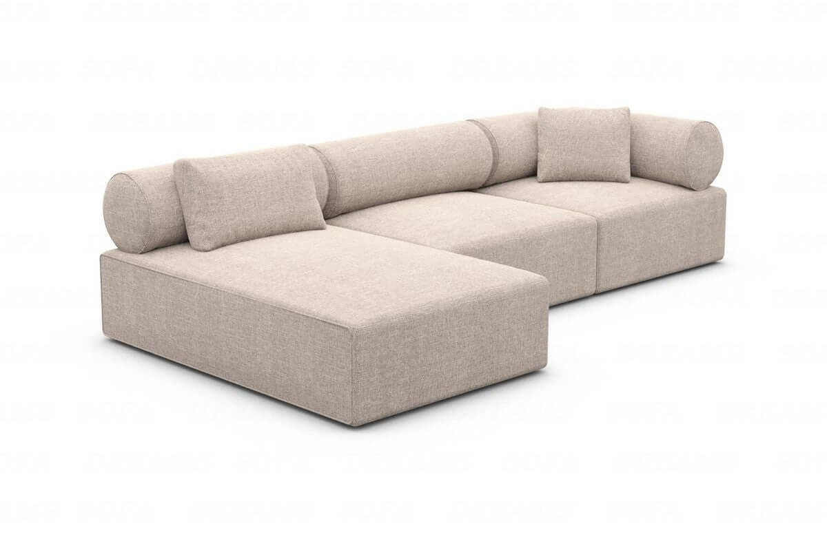 Couch Laguardia L Form in Samtstoff Beige
