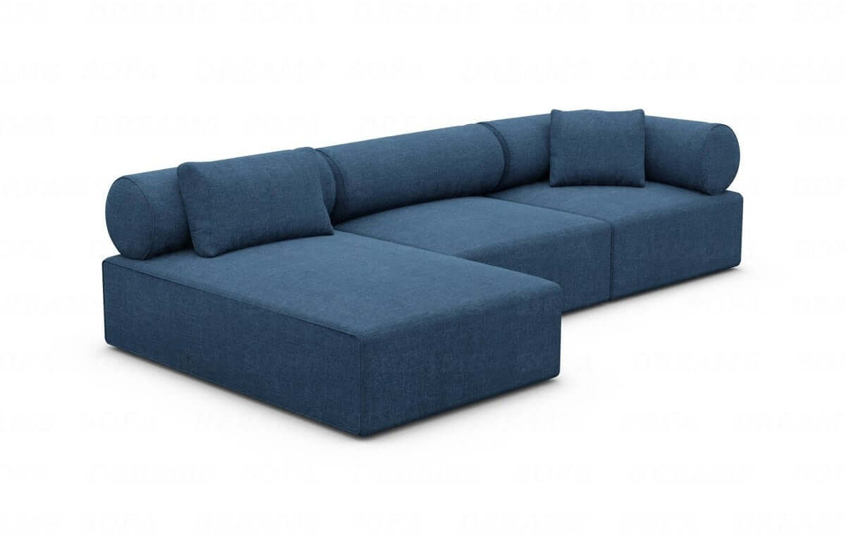 Polster Ecksofa Laguardia L-Form Kurz Blau