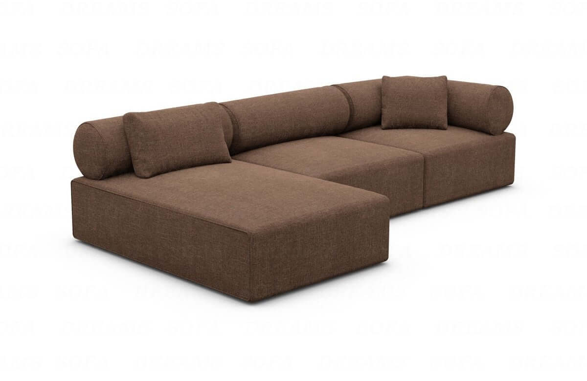 Couch Laguardia L Form in Samtstoff Braun