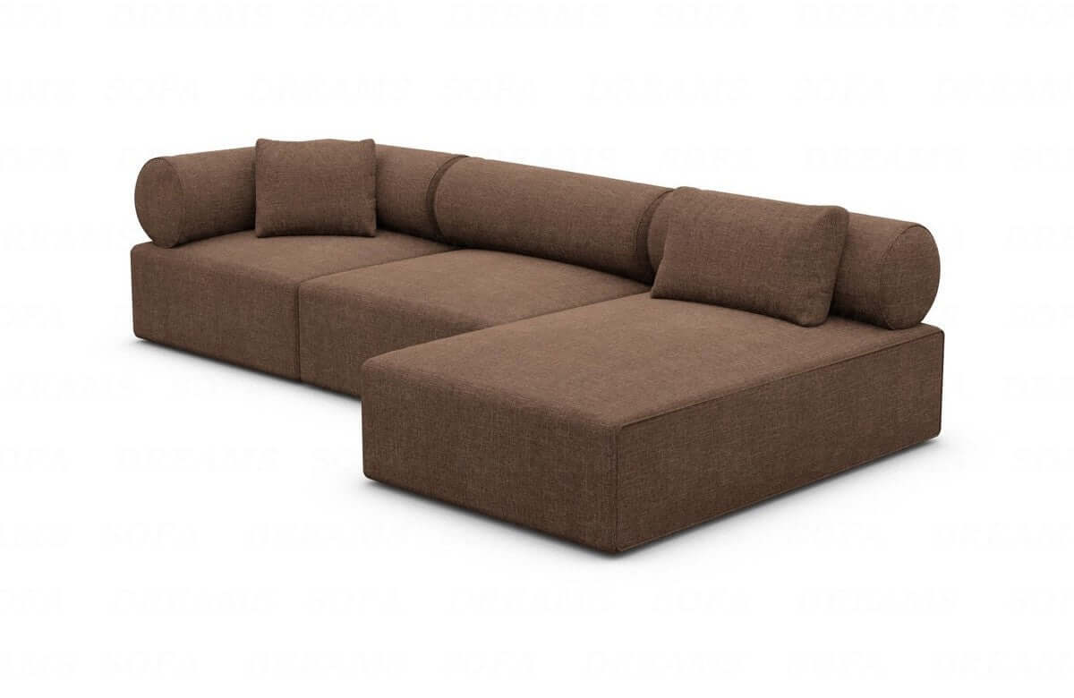 Couch Laguardia L Form in Samtstoff Braun