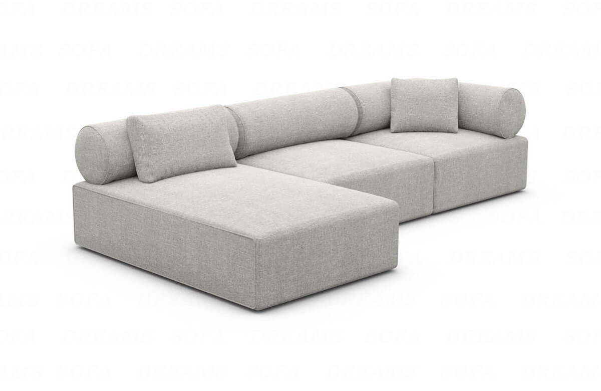 Couch Laguardia L Form in Samtstoff Hellgrau