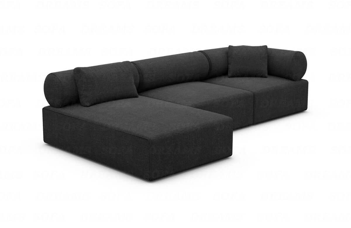 Polster Ecksofa Laguardia L-Form Kurz Schwarz
