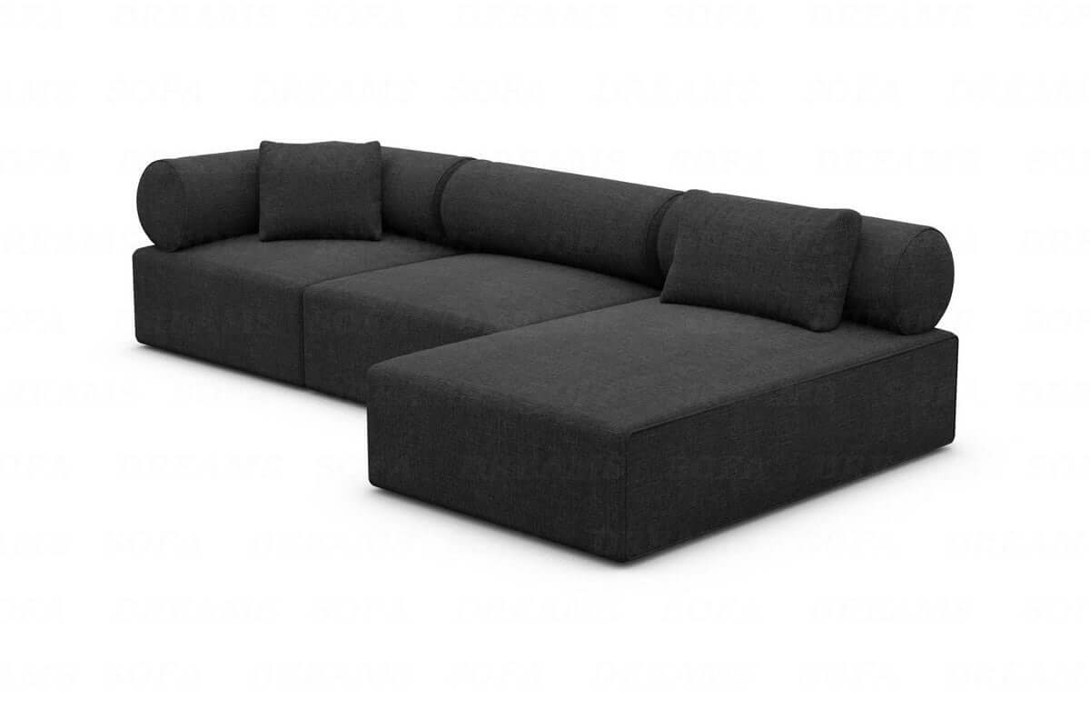 Polster Ecksofa Laguardia L-Form Kurz Schwarz