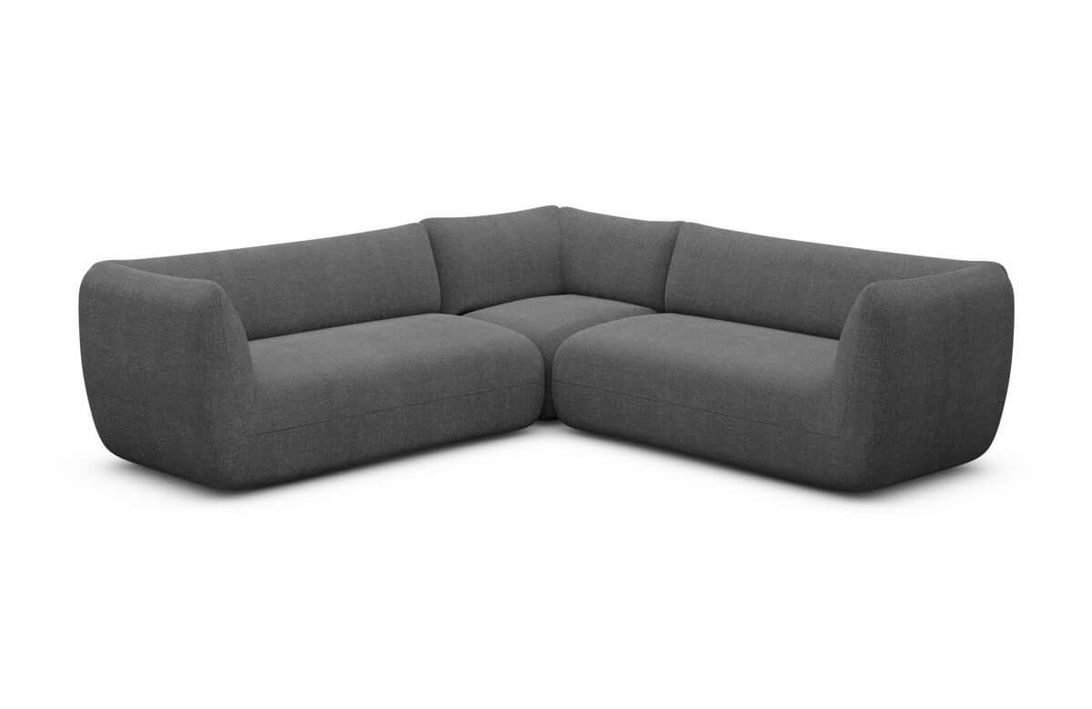 Couch Madrid L-Form in Stoff Anthrazit