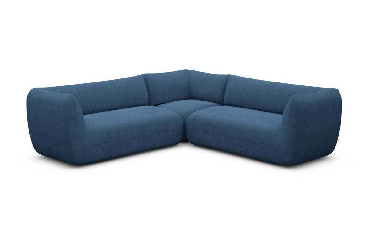 Couch Madrid L-Form in Stoff Blau