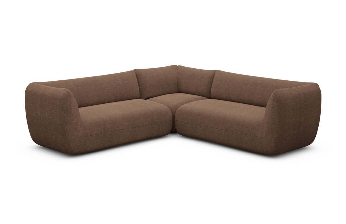 Couch Madrid L-Form in Stoff braun