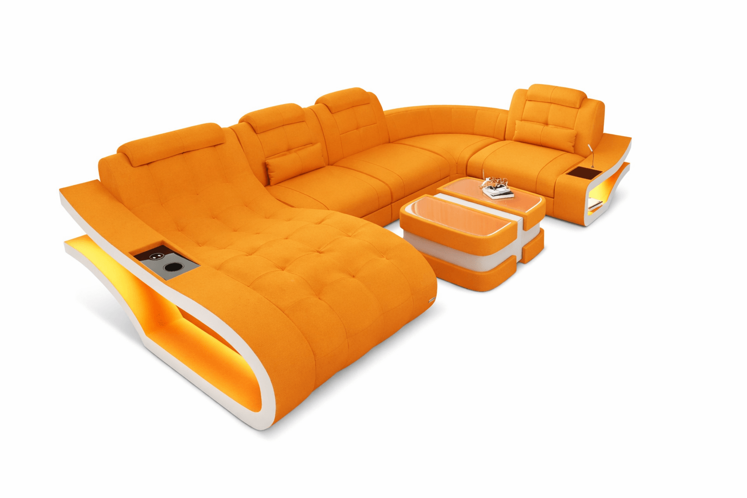 Polster Wohnlandschaft Elegante – Komfort & Stil Apricot-Weiß