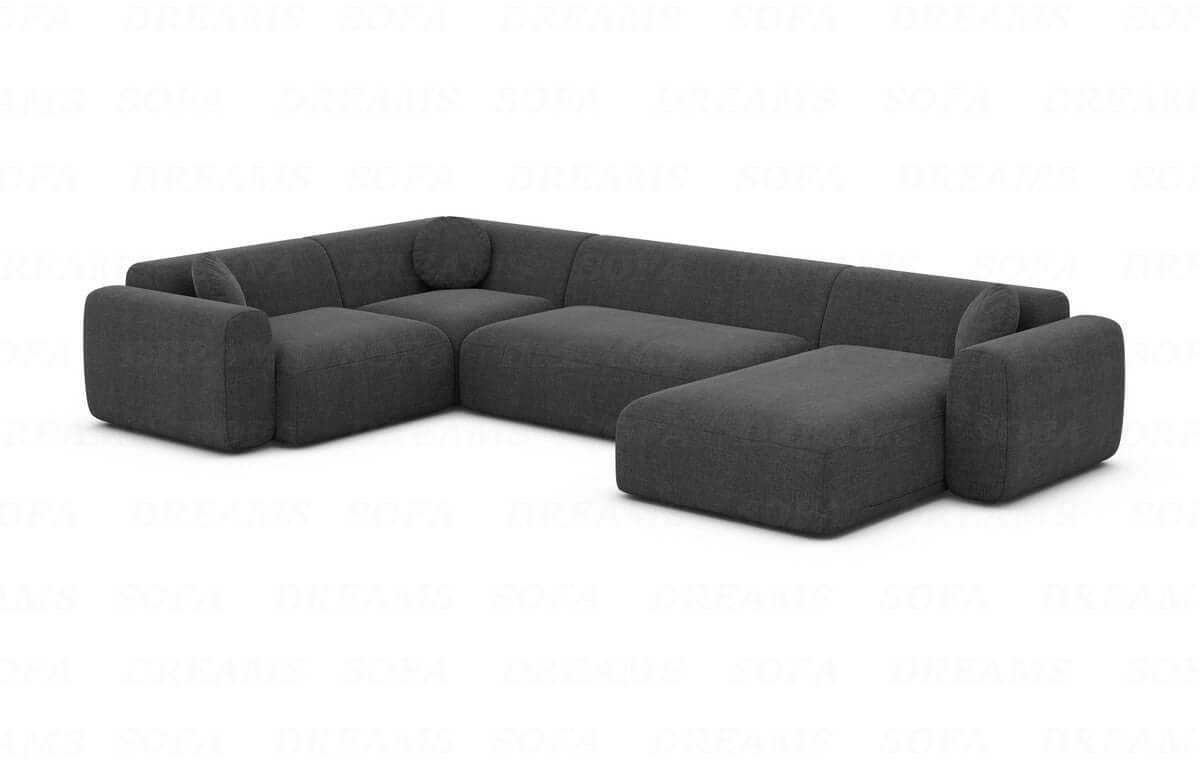 Stoff Wohnlandschaft Cortegada U-Form Anthrazit
