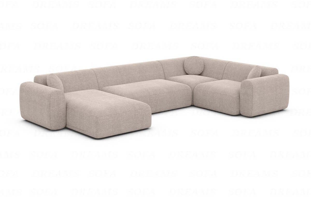 Stoff Wohnlandschaft Cortegada U-Form Beige
