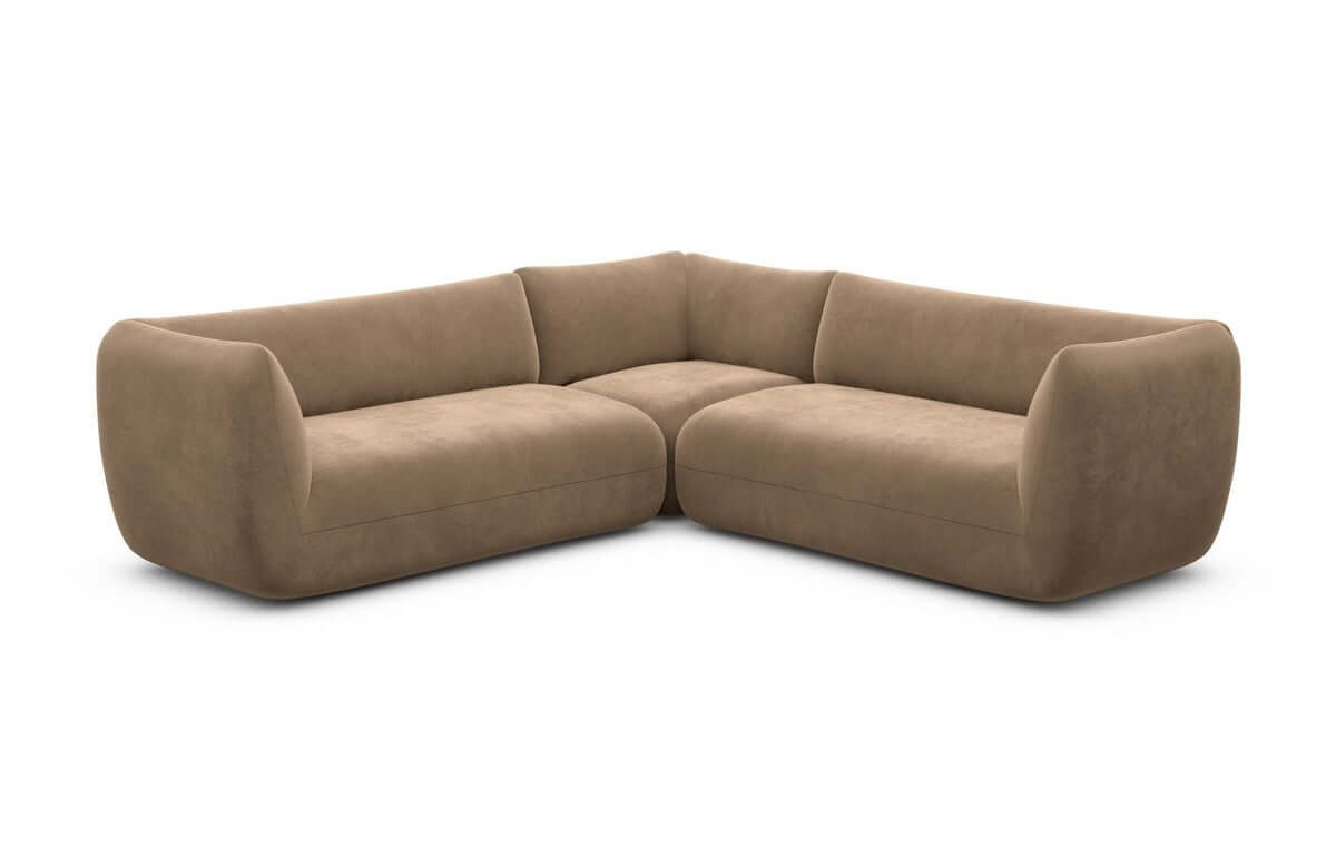 Couch Madrid L-Form in Stoff Braun