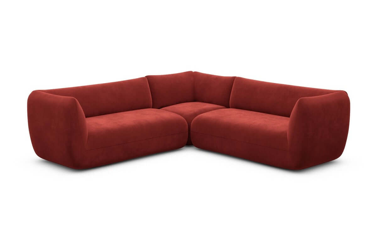 Couch Madrid L-Form in Stoff Rot