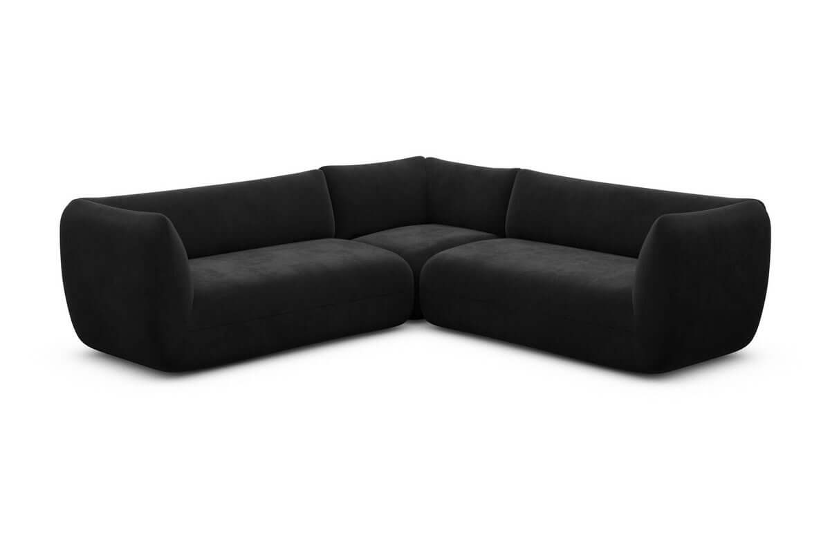 Couch Madrid L-Form in Stoff Schwarz