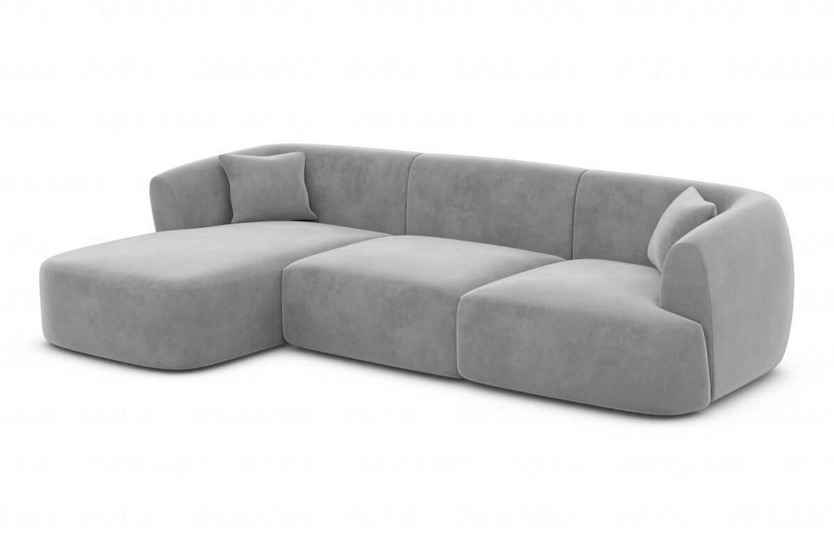 Ecksofa Tabarca L-Form aus Stoff Hellgrau