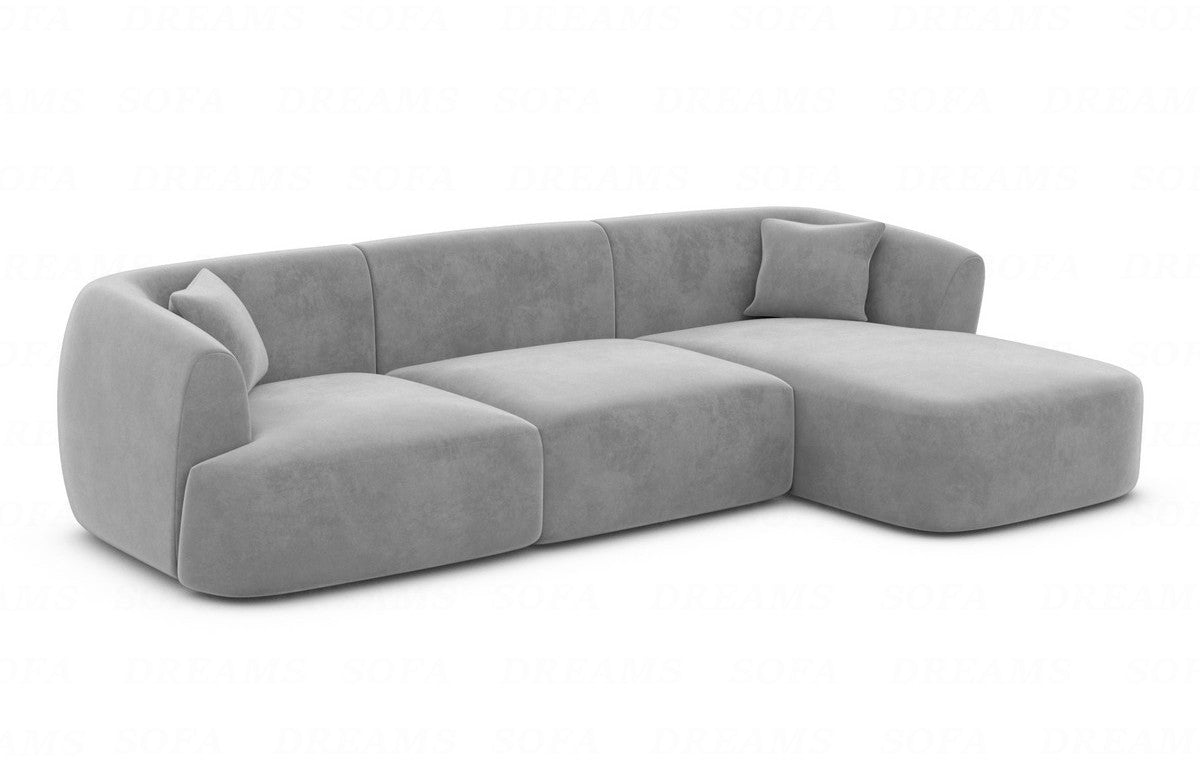 Stoff Ecksofa Tabarca L-Form Kurz Hellgrau