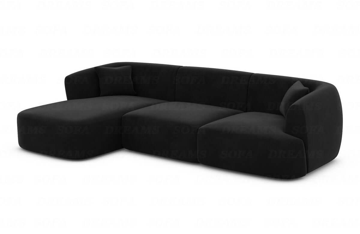 Couch Tabarca L Form Stoff Schwarz
