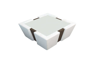 Stoff Couchtisch Apollonia mit LED in Braun und Weiß aus Strukturstoff für Wohnzimmer