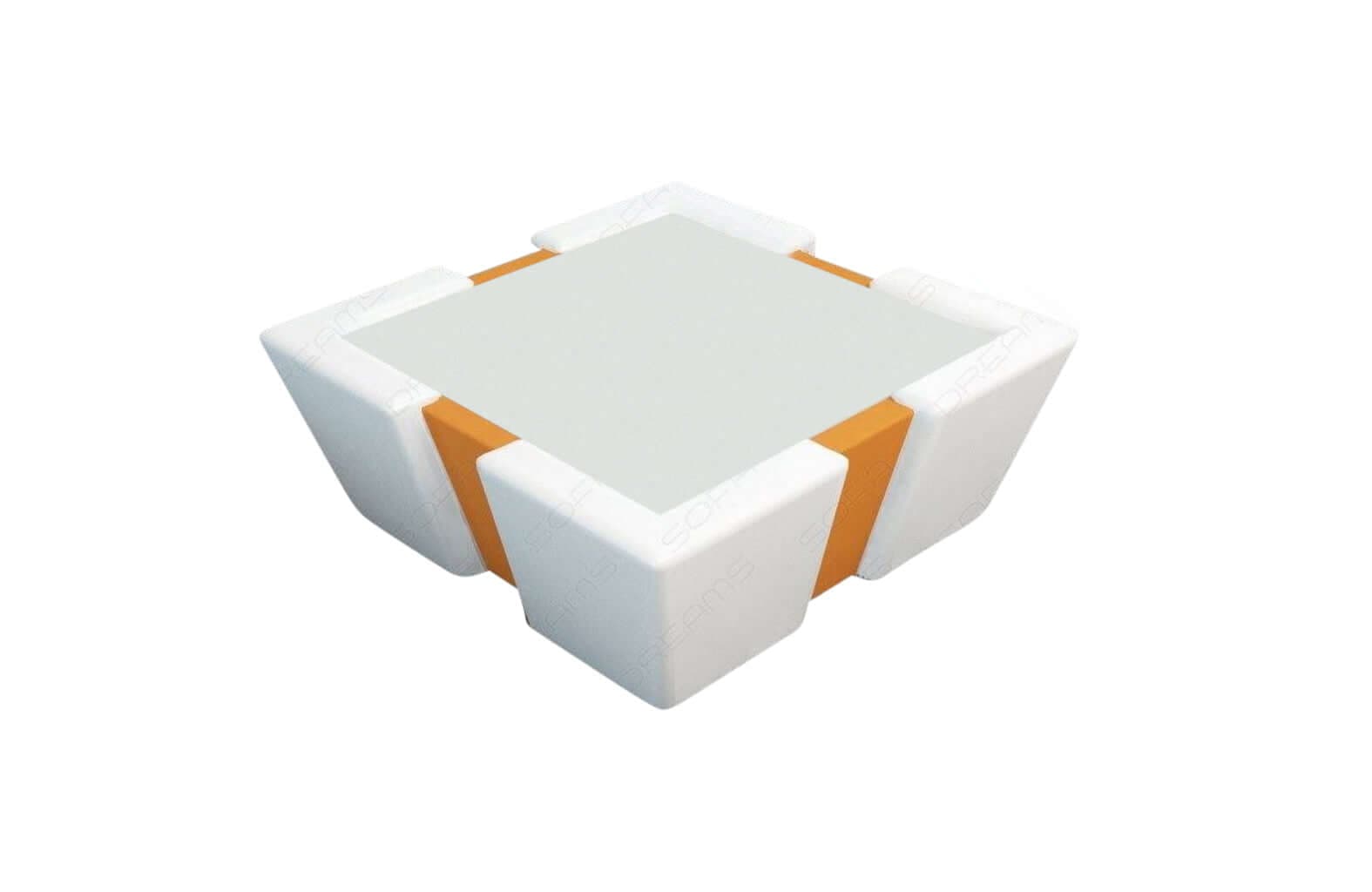 Stoff Couchtisch Apollonia mit LED Apricot-Weiß