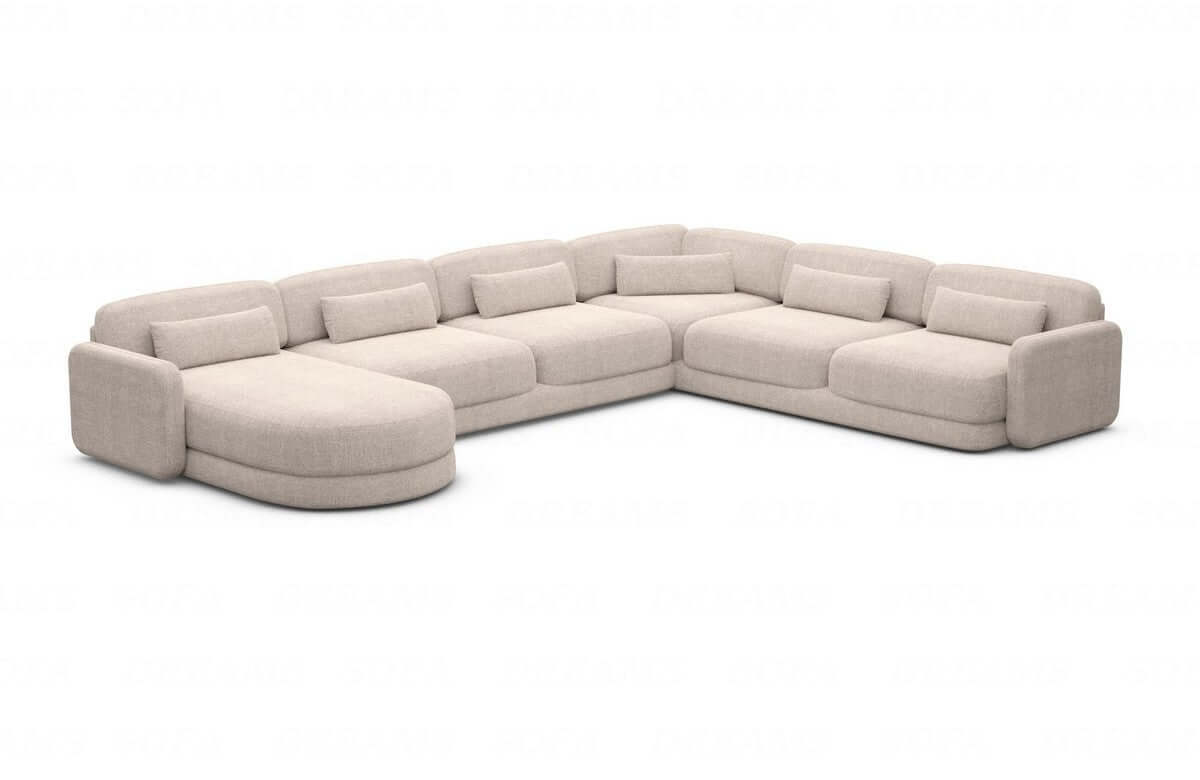 Wohnlandschaft Valencia XXL U-Form in Stoff beige