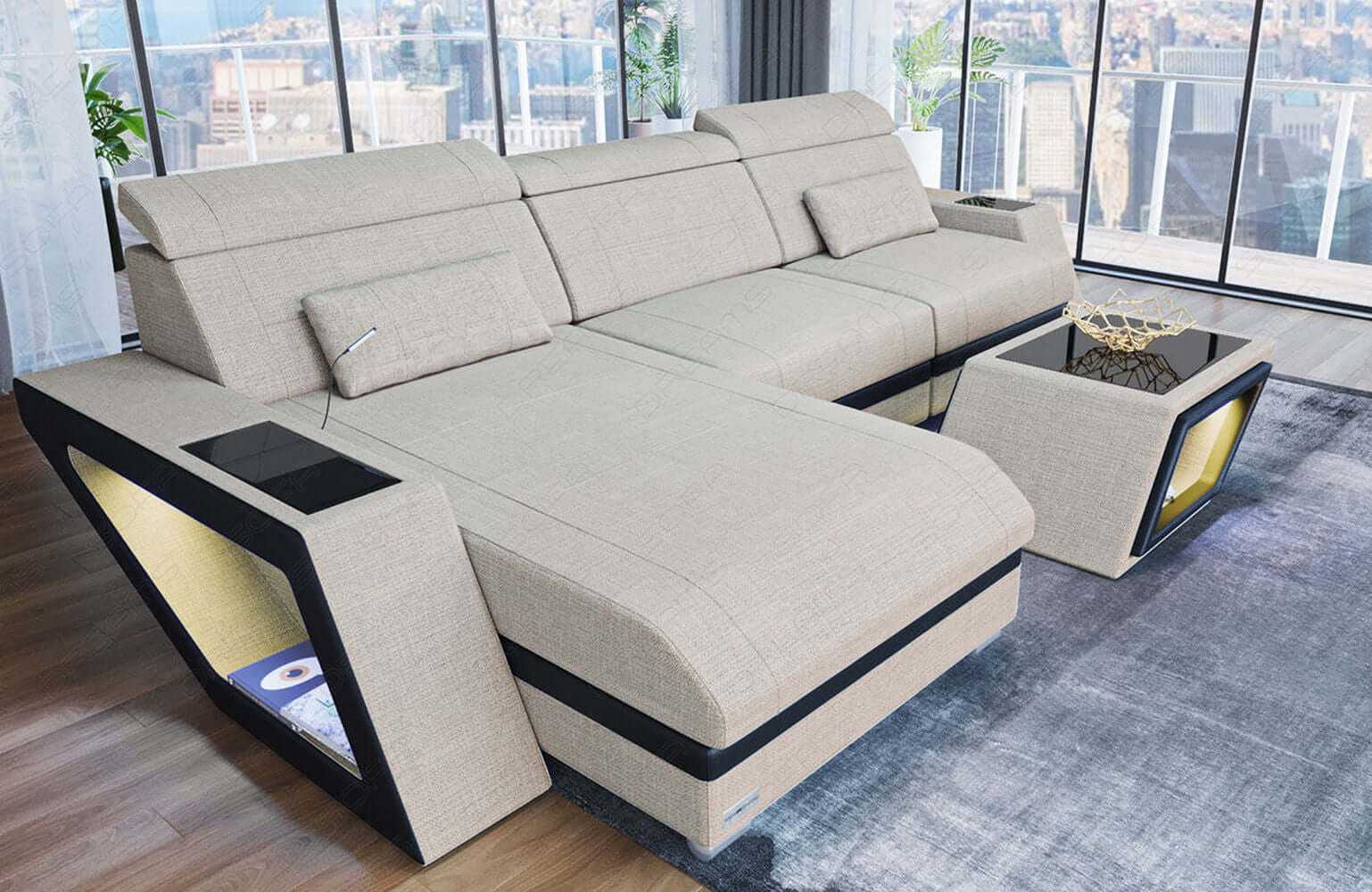 Ecksofa Catania – Komfortabel & Modern Dunkelbraun-Weiß