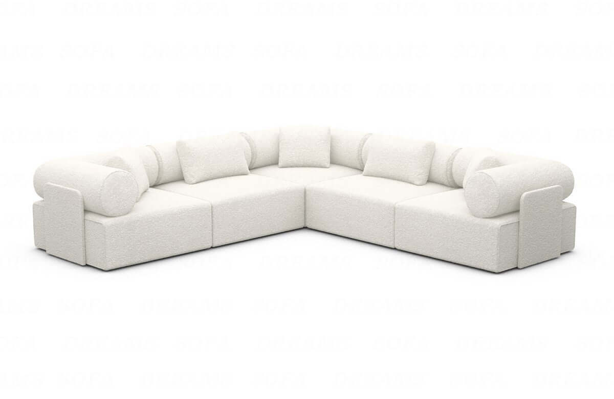 Ecksofa Laguardia L-Form aus Stoff Weiß