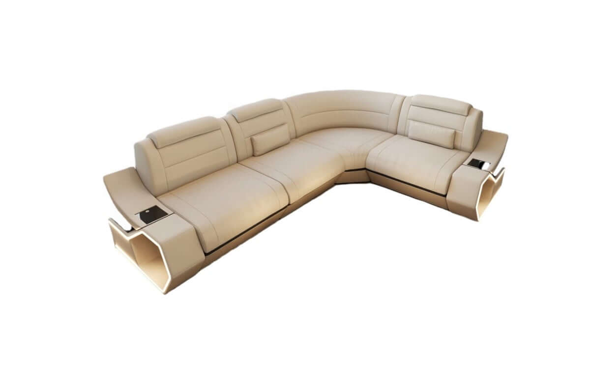 Ecksofa Pescara L-Form aus Stoff Elfenbein-Schwarz