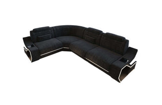 Ecksofa Pescara L-Form Stoff - Stil und Komfort in Strukturstoff und der Farbe Schwarzgrau und Weiß - Ausrichtung links - Bild 2