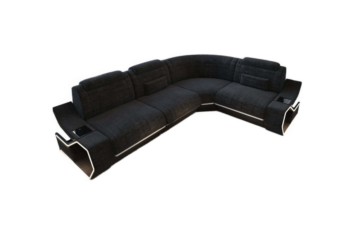 Ecksofa Pescara L-Form Stoff - Stil und Komfort Schwarzgrau-Weiß