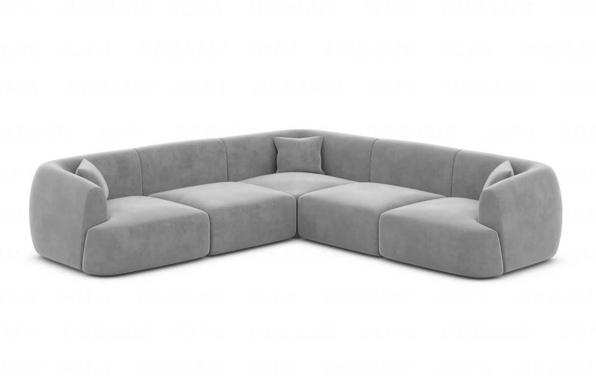 Stoff Ecksofa Tabarca L-Form Hellgrau