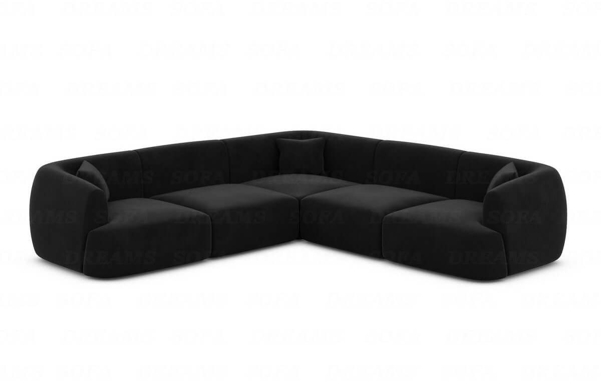 Stoff Ecksofa Tabarca L-Form Schwarz