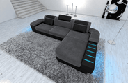 Polster Ecksofa Bellagio L-Form - Altara Wildleder-Optik in Metalgrey-Schwarz mit USB-Anschluss