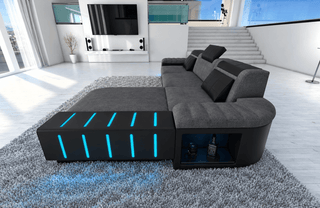 Polster Ecksofa Bellagio L-Form - Altara Wildleder-Optik in Metalgrey-Schwarz mit USB-Anschluss