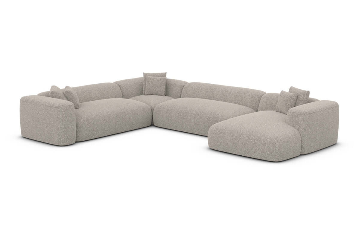 Wohnlandschaft Alcudia XXL U-Form in Stoff Pearl