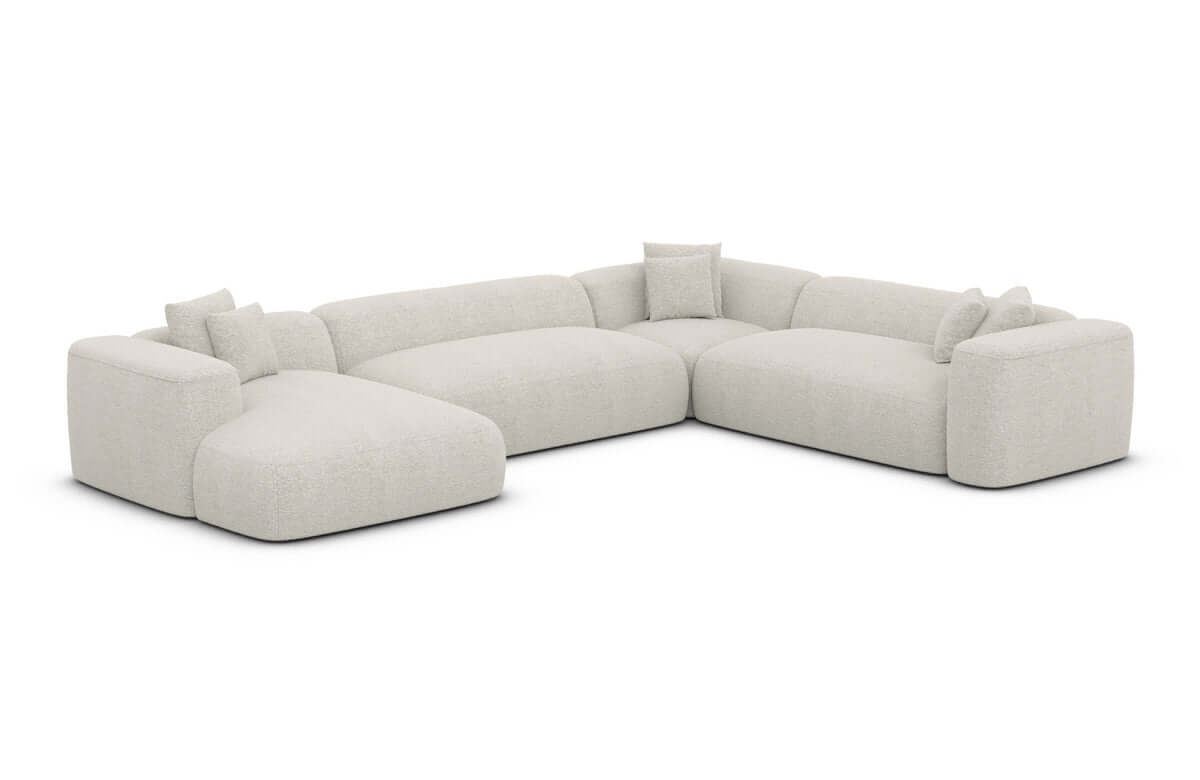 Wohnlandschaft Alcudia XXL U-Form in Stoff Weiß