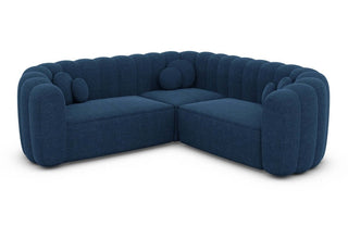 Ecksofa Almeria L-Form Stoff in Strukturstoff und der Farbe Blau