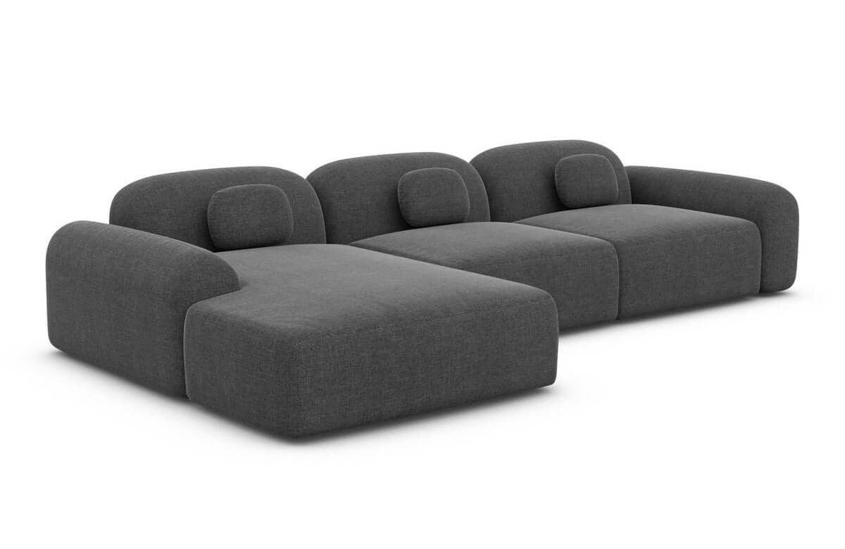 Polster Ecksofa Barcelona L-Form Kurz Anthrazit
