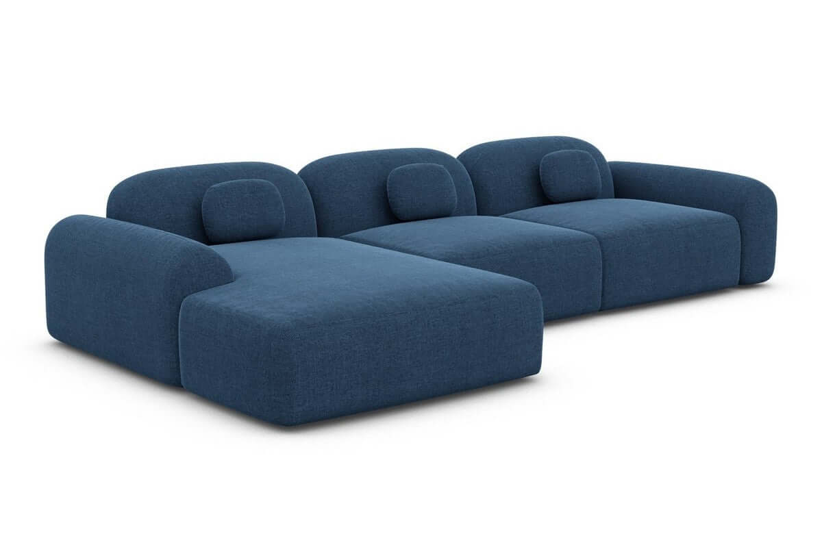 Ecksofa Barcelona L-Form aus Stoff Kurz Blau