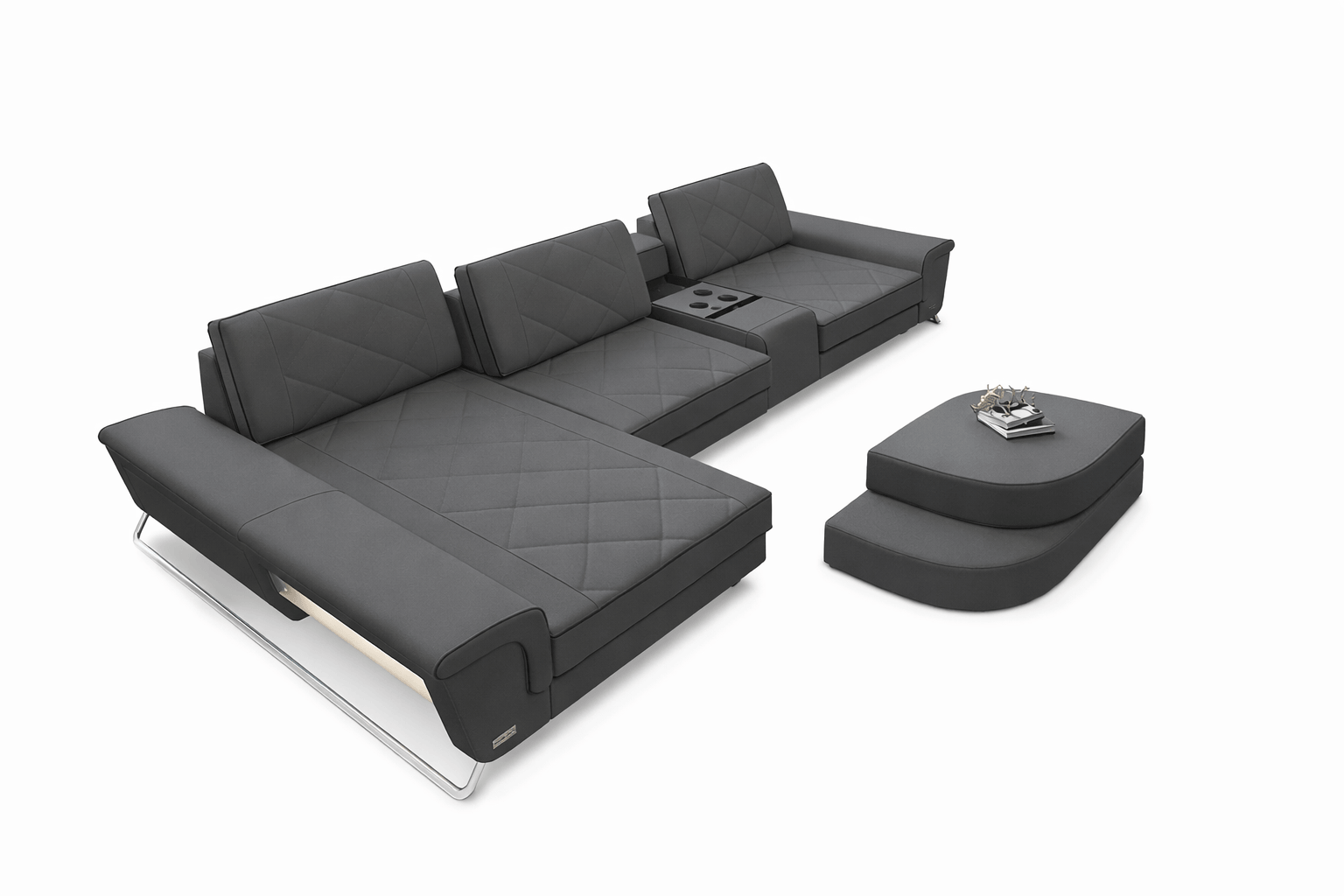 Stoff Ecksofa Bari L-Form Grau-Schwarz