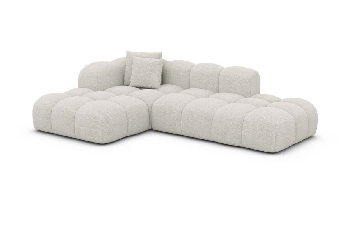 Stoff Ecksofa Formentera Lounge L-Form Pearl