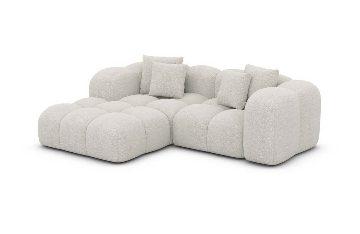 Mini Stoff Ecksofa Formentera L-Form Pearl